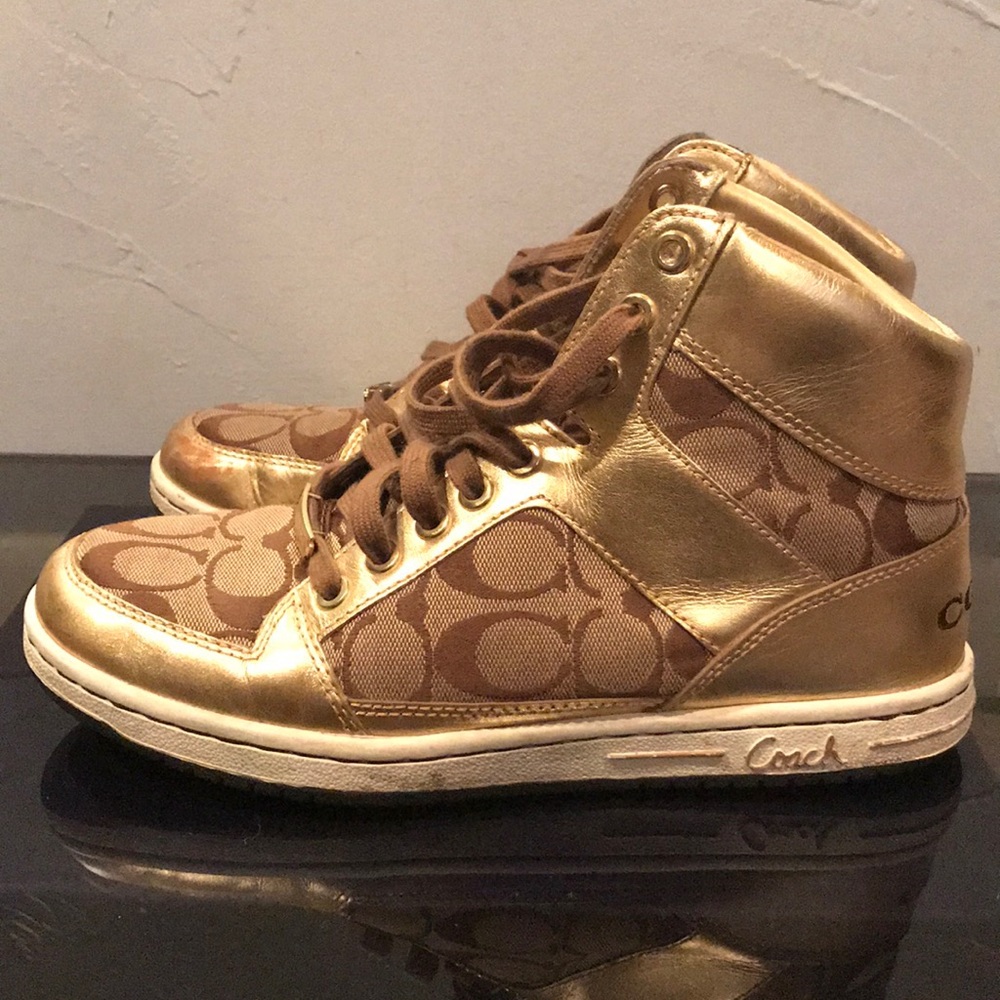 Authentic Coach High Top Sneakers 8.5 Gold